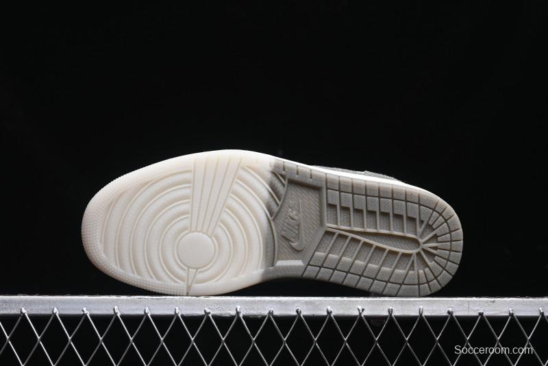 Nike Travis Scott x Fragment Design x Air Jordan 1 Low OG SP AJ1 Supreme Collaboration - Light Beige White Low Top Casual Sneakers - JH6088-609