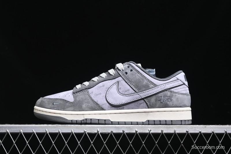Nike SB Dunk Low Stussy Collaboration - Granite Grey Anniversary Custom Low-Top Casual Skate Shoes - XS1086-008