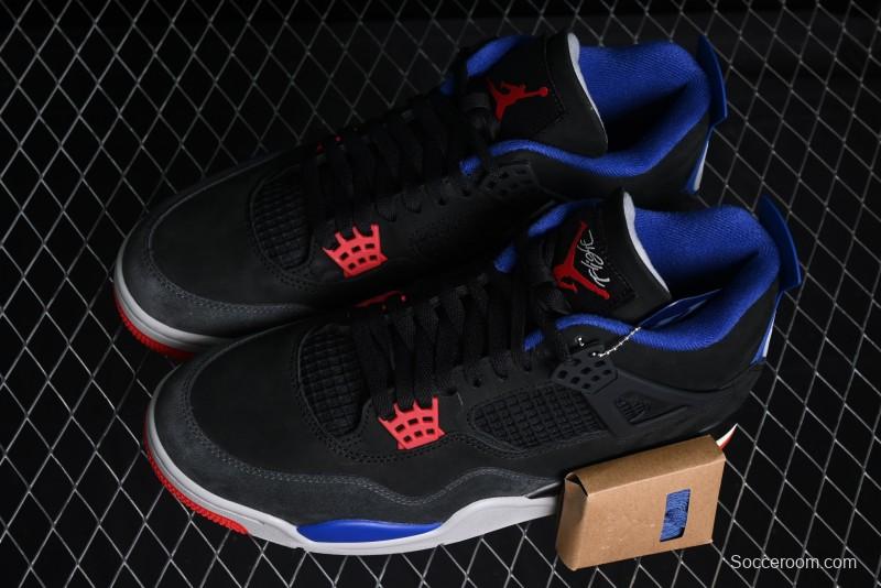 Nike Air Jordan 4 Retro Basketball Shoes with Black-Grey-Blue Color Blocking - FV5029-003