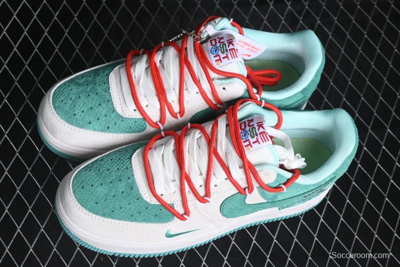 Nike Air Force 1 '07 Low Gucci Stone Island Collaboration - Grey Green Pigskin Lace-Up Casual Sneakers - DF0188-010