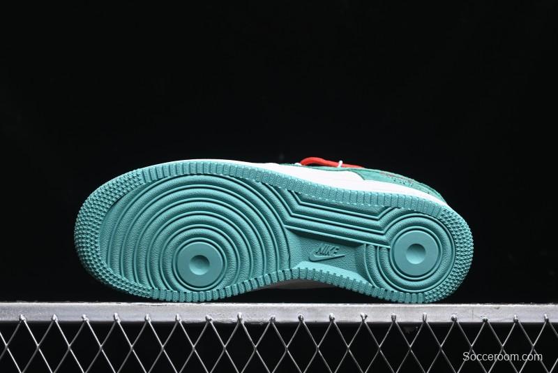 Nike Air Force 1 '07 Low Gucci Stone Island Collaboration - Grey Green Pigskin Lace-Up Casual Sneakers - DF0188-010