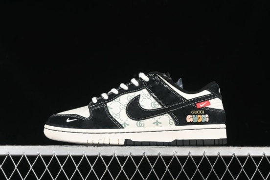 Nike SB Dunk Low Gucci Collaboration - Small Bee Series Black Hook Anniversary High-End Custom Low-Top Casual Sneakers - MM1089-030