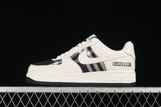 Nike Air Force 1 '07 Low Burberry Collaboration - White Black Check Low-Top Casual Sneakers - DF0180-005