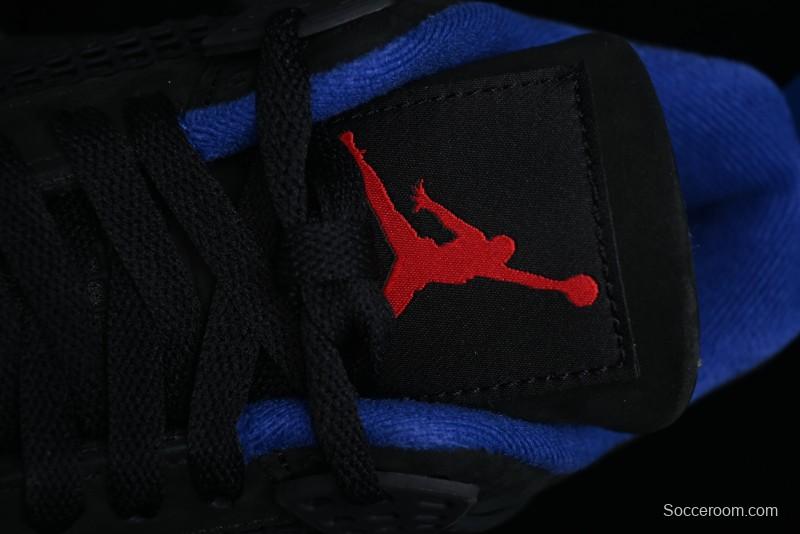 Nike Air Jordan 4 Retro Basketball Shoes with Black-Grey-Blue Color Blocking - FV5029-003