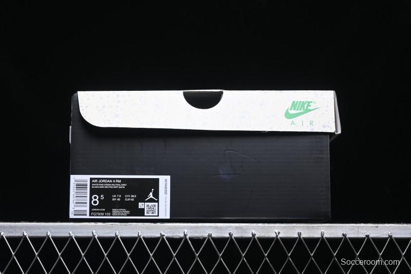 Nike Air Jordan 4 Remastered AJ4 Retro Sneakers in White Green with Gum Sole - FQ7939-103