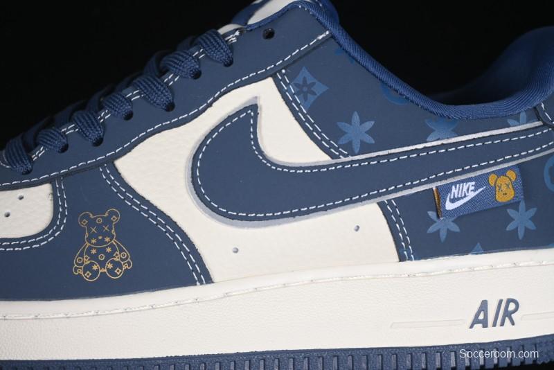 Nike Air Force 1 '07 Low Teddy Bear Collaboration Suede Blue Low-Top Casual Sneakers - KK1988-054