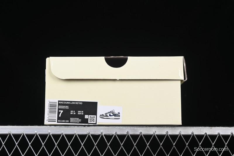 Nike SB Dunk Low Supreme Collaboration - Grey White Blue Swoosh Lace-Up Anniversary Customized Low-Top Casual Skate Shoes - XS1186-100