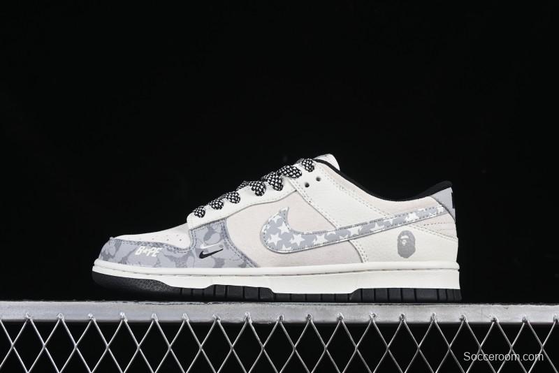 Nike SB Dunk Low BAPE Collaboration Full Print Star Gray Swoosh Anniversary Custom Low-Top Casual Skate Shoes - DJ2024-120