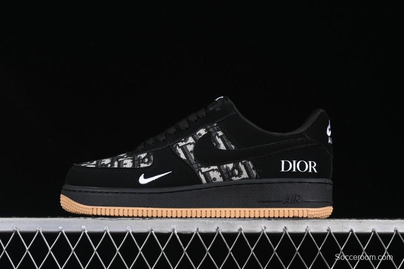 Nike Air Force 1 '07 Low Dior Collaboration Black Gum Knit Casual Sneakers - KK1988-058