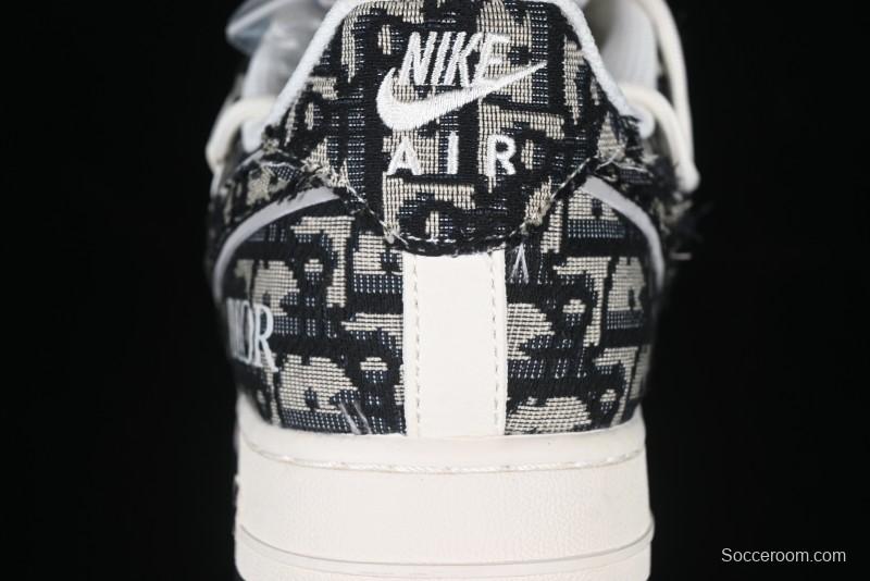Nike Air Force 1 '07 Low Dior Collaboration Black Pattern Drawstring Casual Sneakers - SJ1198-106