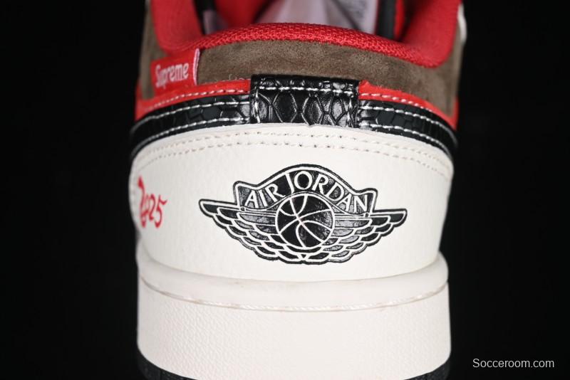 Nike Air Jordan 1 Low Supreme Collaboration Year of the Snake Limited Edition Retro Basketball Shoes - FC1688-203