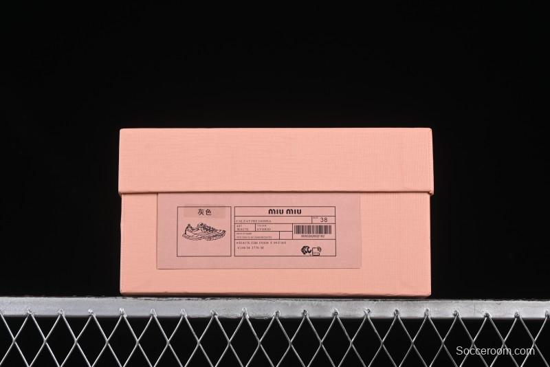 Miu Miu Suede Round Toe Lace-Up Low Top Women's Casual Shoes - 99D4