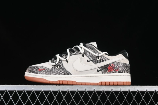 Nike SB Dunk Low Year of the Snake Series Snake Scale White Swoosh Customized Low-Top Casual Skate Shoes - YX5066-275