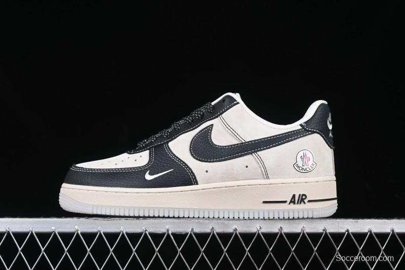 Nike Air Force 1 '07 Low Moncler Collaboration - Black Lychee Grain Pigskin Low-Top Casual Sneakers - CH6336-514