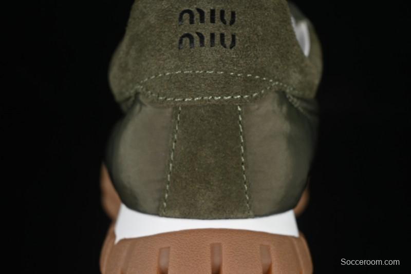 Miu Miu Suede Round Toe Lace-Up Low Top Women's Casual Shoes - 99D4