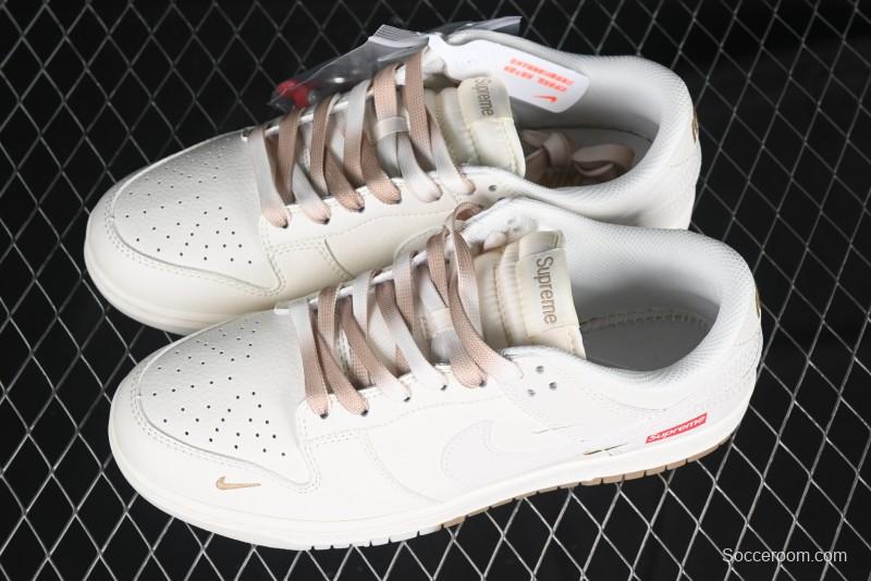 Nike SB Dunk Low Supreme Collaboration Two-Tone Khaki Anniversary High-End Custom Low-Top Casual Skate Shoes - BB8675-111