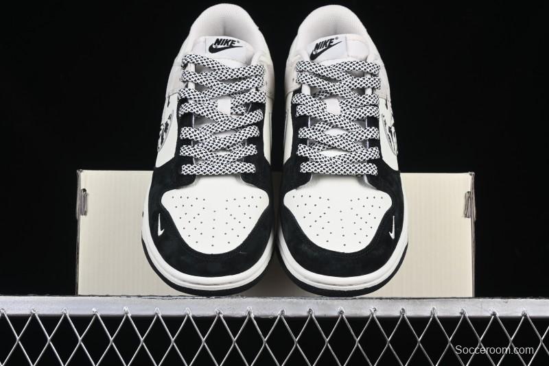 Nike SB Dunk Low Stussy Collaboration Zebra Black White Swoosh Anniversary Custom Low-Top Casual Skate Shoes - DJ2024-060