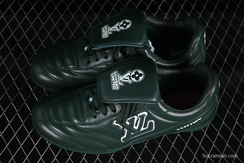 Louis Vuitton Footprint Soccer 2025 Spring Summer Collection Round Toe Lace-Up Low Top Lifestyle Casual Shoes - D.GREEN