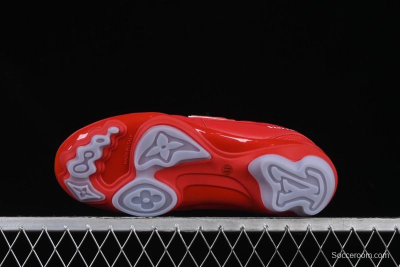 Louis Vuitton Footprint Soccer Low-Top Lifestyle Sneakers Round Toe Lace-Up Casual Shoes Red - AJF6