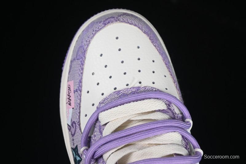 Nike Air Force 1'07 Low "Purple Star" Custom Casual Sneakers - BD7700-220