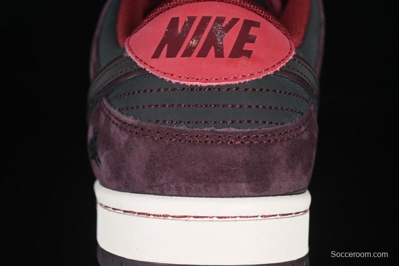 Nike SB Dunk Low "Dark Burgundy & Black" - Premium Suede Skate Shoes