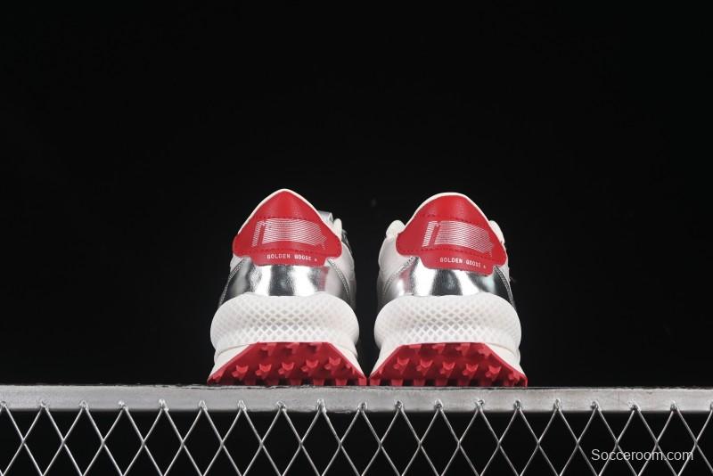 Golden Goose Marathon White Red Silver Comfortable Low-Top Lifestyle Sneakers - H8D4