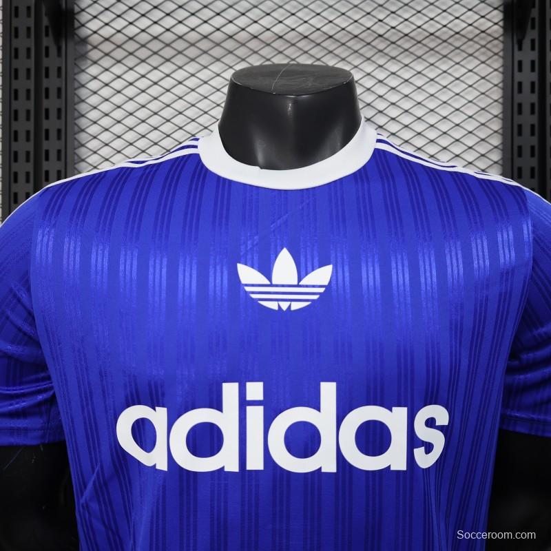 Player Version 2025 Adidas Blue with Striped Design Jersey