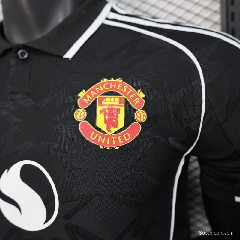 Player Version 25/26 Manchester United Black with Snapdragon Logo Design Jersey