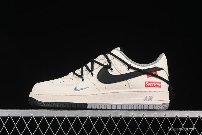 Nike Air Force 1 '07 Low Supreme Collaboration Dual-Tone Grey Black Drawstring Casual Sneakers - DM6868-069