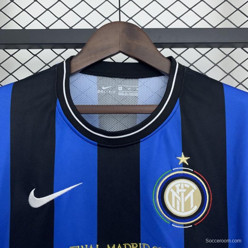 09/10 Retro Inter Milan Long Sleeves Champions League Edition Home Jersey