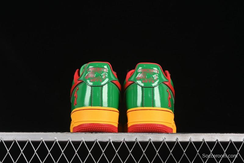 Nike Air Force 1'07 Low Lil Yachty Collaboration Casual Sneakers with Patent Leather and Multicolor Design - IH4383-300