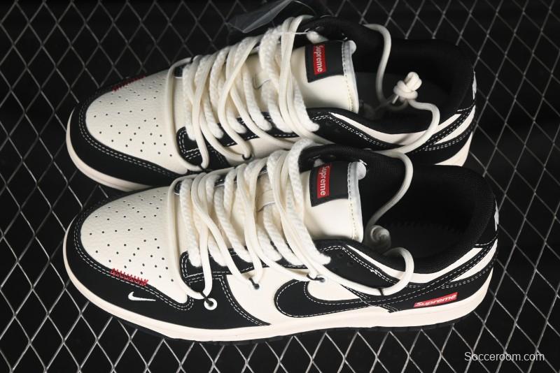 Nike SB Dunk Low SUP Series Strap Black White Black Swoosh Anniversary Customized Low-Top Casual Skate Shoes - YX5066-280