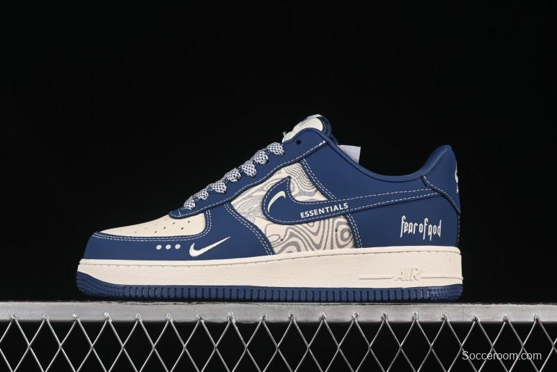 Nike Air Force 1'07 Low FOG Collaboration Beige Blue Ripple Casual Sneakers - KK1988-079