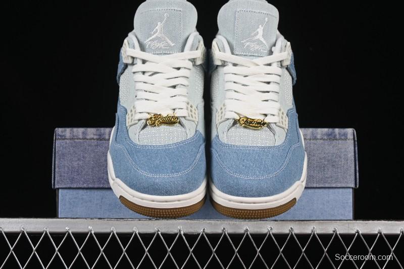 Nike Air Jordan 4 Retro Denim "Worn Blue" Sneakers with Distressed Wash Finish - IB6716-100
