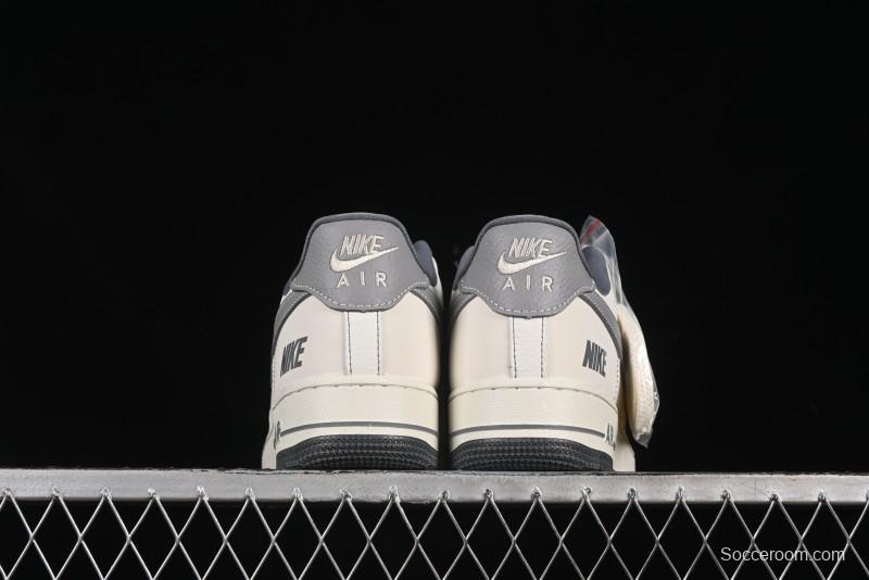Nike Air Force 1 '07 Low Casual Sneakers in Cream Grey with Full-Length Air Cushion - SC9207-534