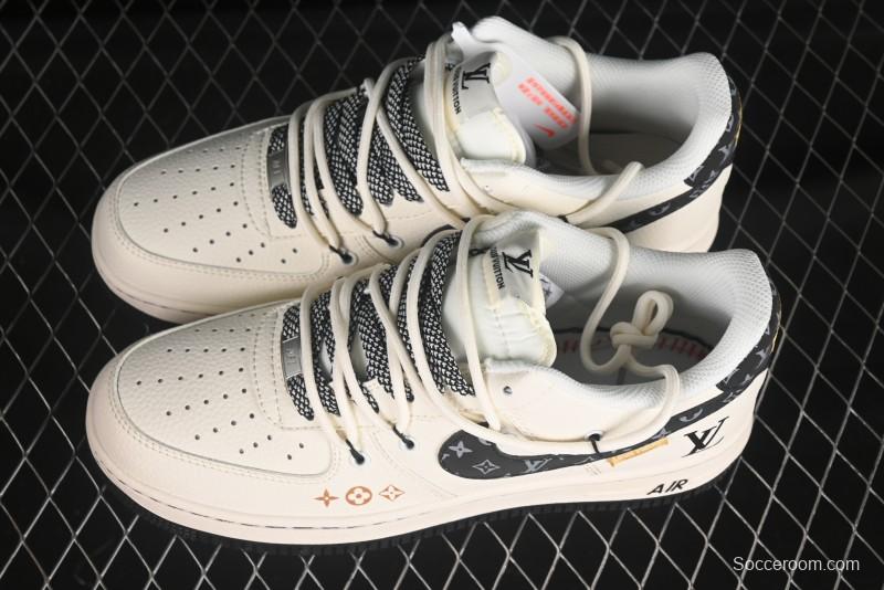 Nike Air Force 1 '07 Low LV Collaboration Blue Swoosh Drawstring Casual Sneakers - DM6868-061