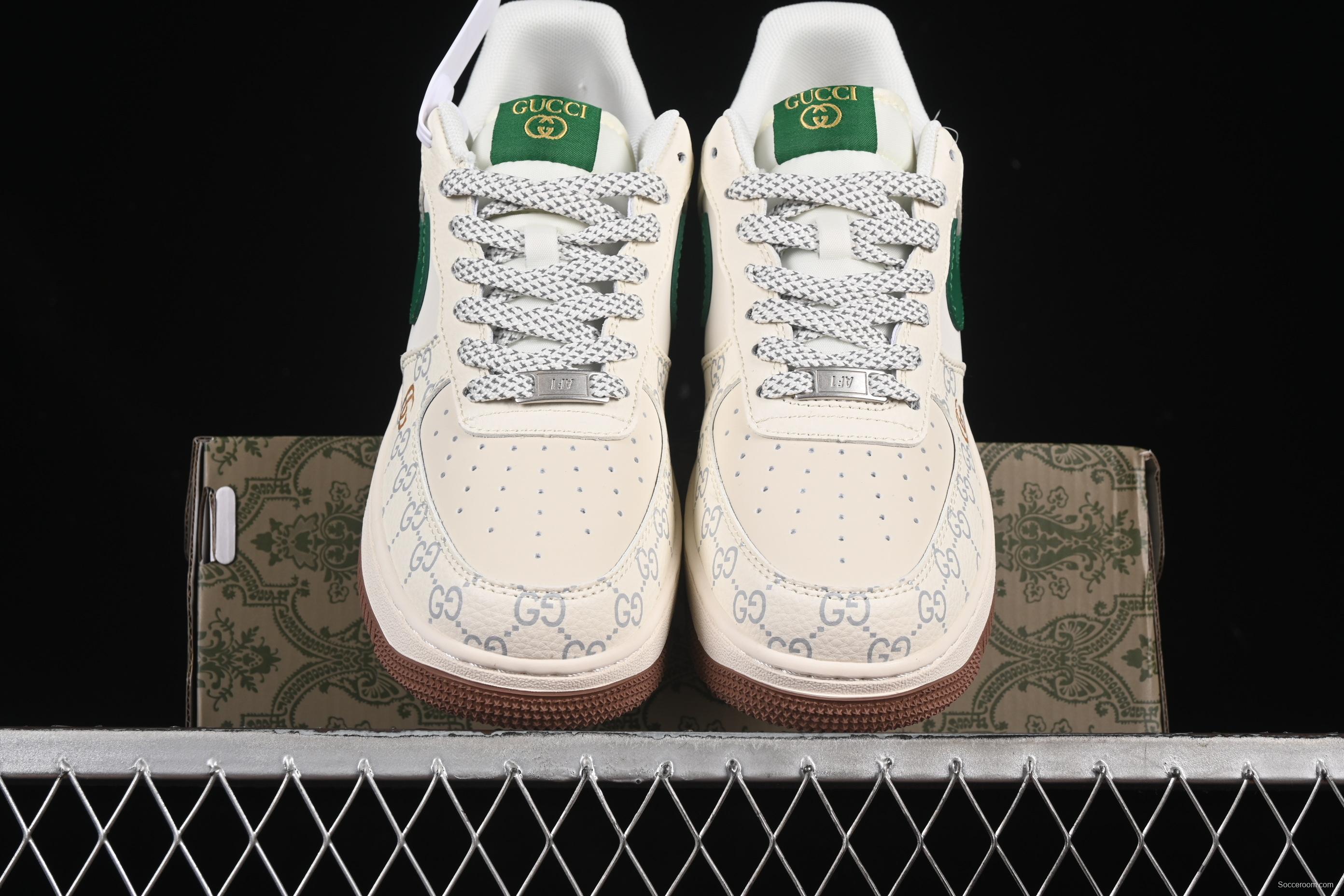 Nike Air Force 1 '07 Low Gucci Collaboration Brown Sole Green Swoosh Casual Sneakers - JJ2508-711