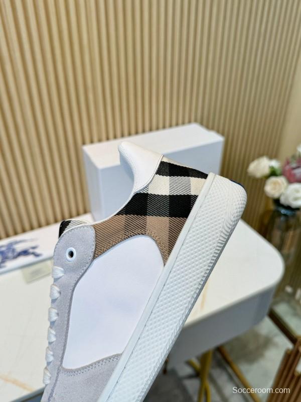 2024 Men Burberry White Beige Classic Cotton Casual Shoes MJ00320