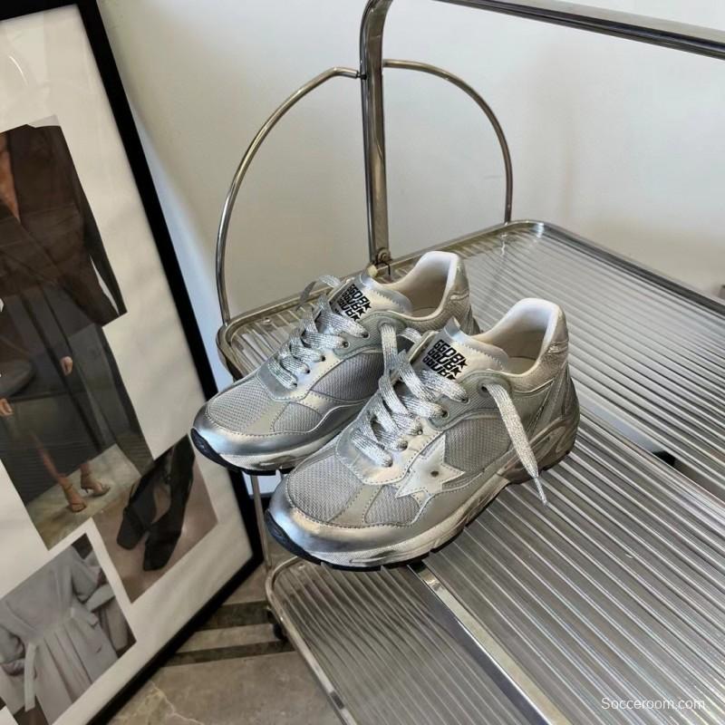 2024 Unisex GGDB Silver Mesh Leather Sneakers