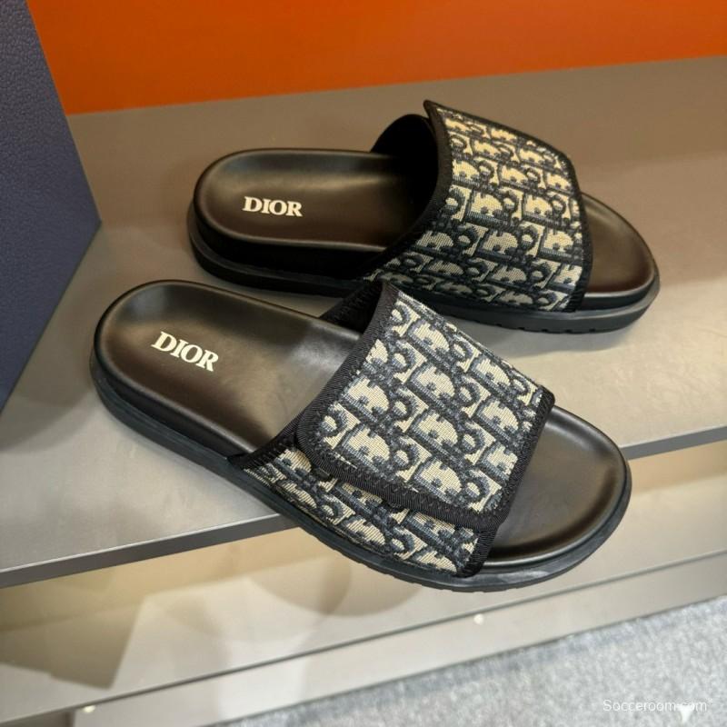 2024 Slippers Dior Black Canvas Slippers MJ00180