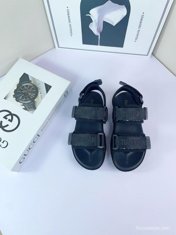 2025 Kids Dior Grey Black Fabric Sandals