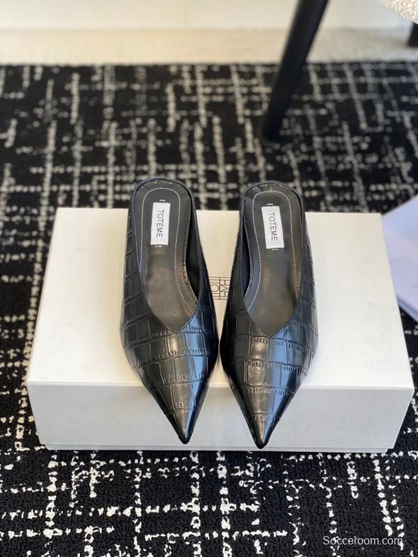 2025 Women Toteme Black Leather Mules