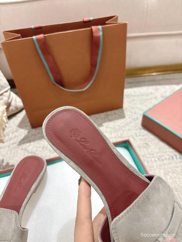 2025 Women LP Brown Suede Slippers LY00370