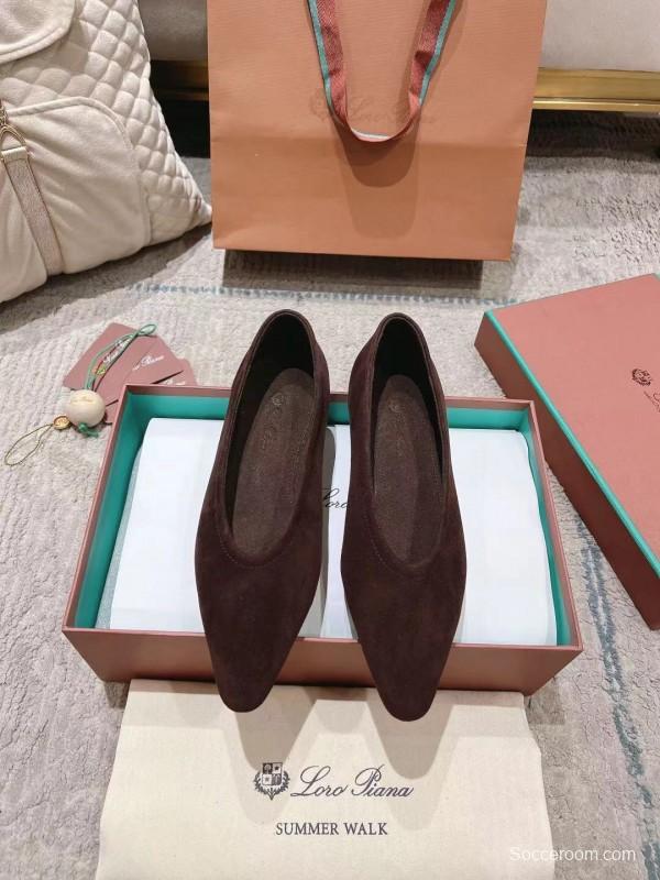 2025 Women LP Brown Suede Ballet Flat LY00320