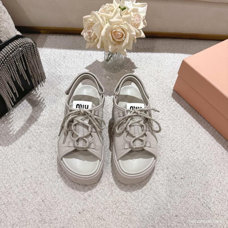 2025 Women Miu Miu White Lycra Sandals LY00280