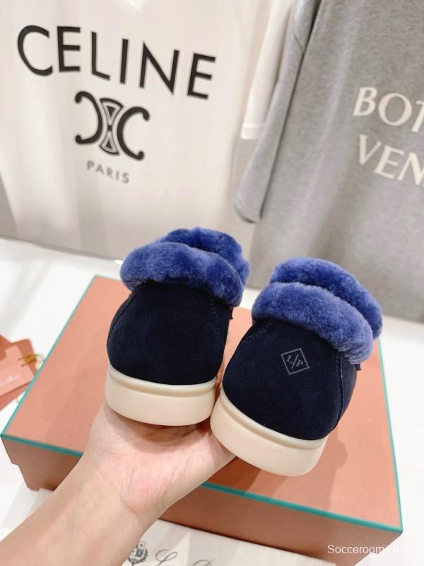 2024 Women LP Blue Suede Shearling Loafers MJ00300