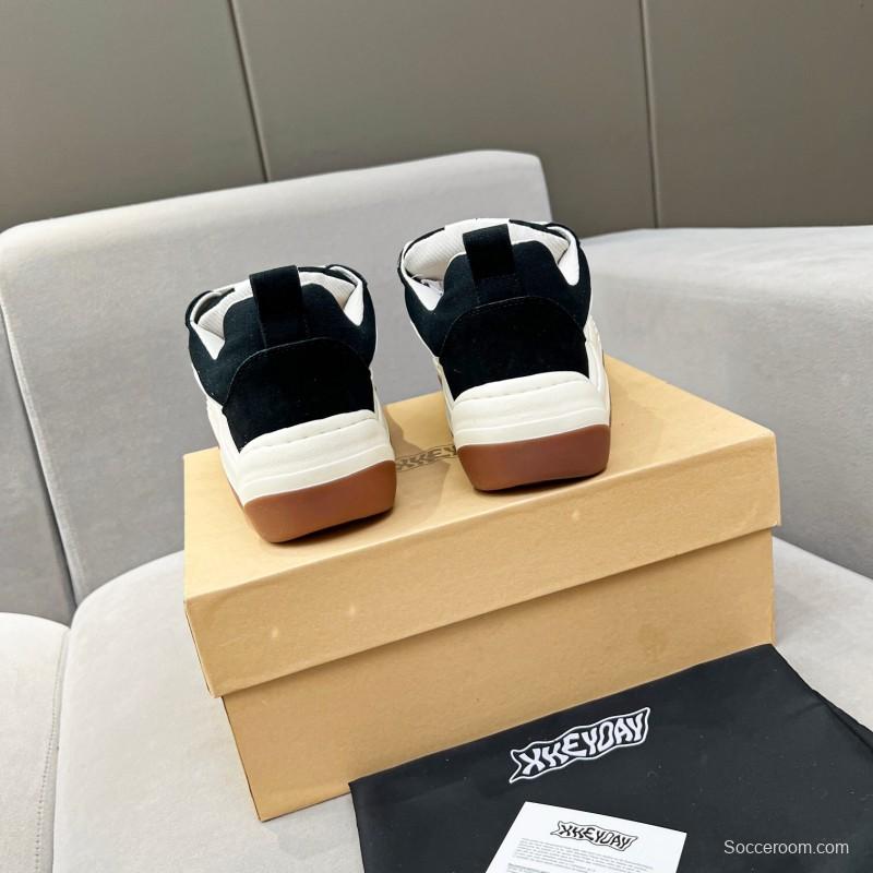 2025 Unisex HEYDAY Black White Canvas Suede Wave Pattern Sneakers KFY00260