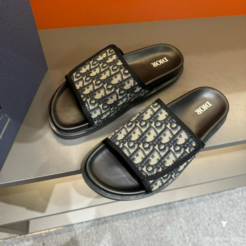 2024 Slippers Dior Black Canvas Slippers MJ00180