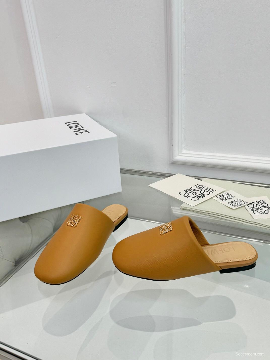 2025 Women Loewe Brown Leather Slippers LY00270