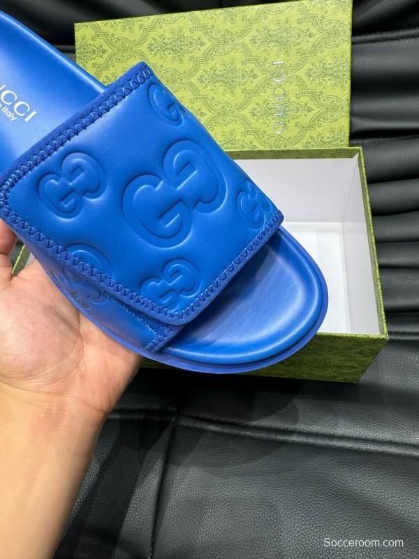 2024 Slippers Gucci Blue Leather Slippers MJ00200